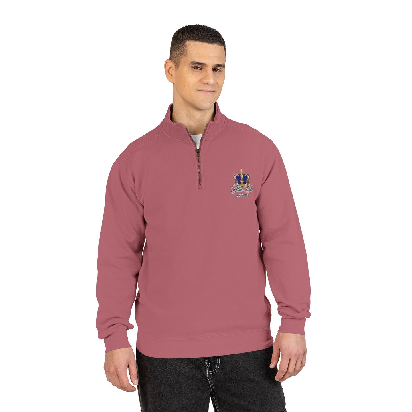 Quarter-Zip Sweatshirt — Minimal 'BDR' Chest Logo, Athletic Casual Pullover
