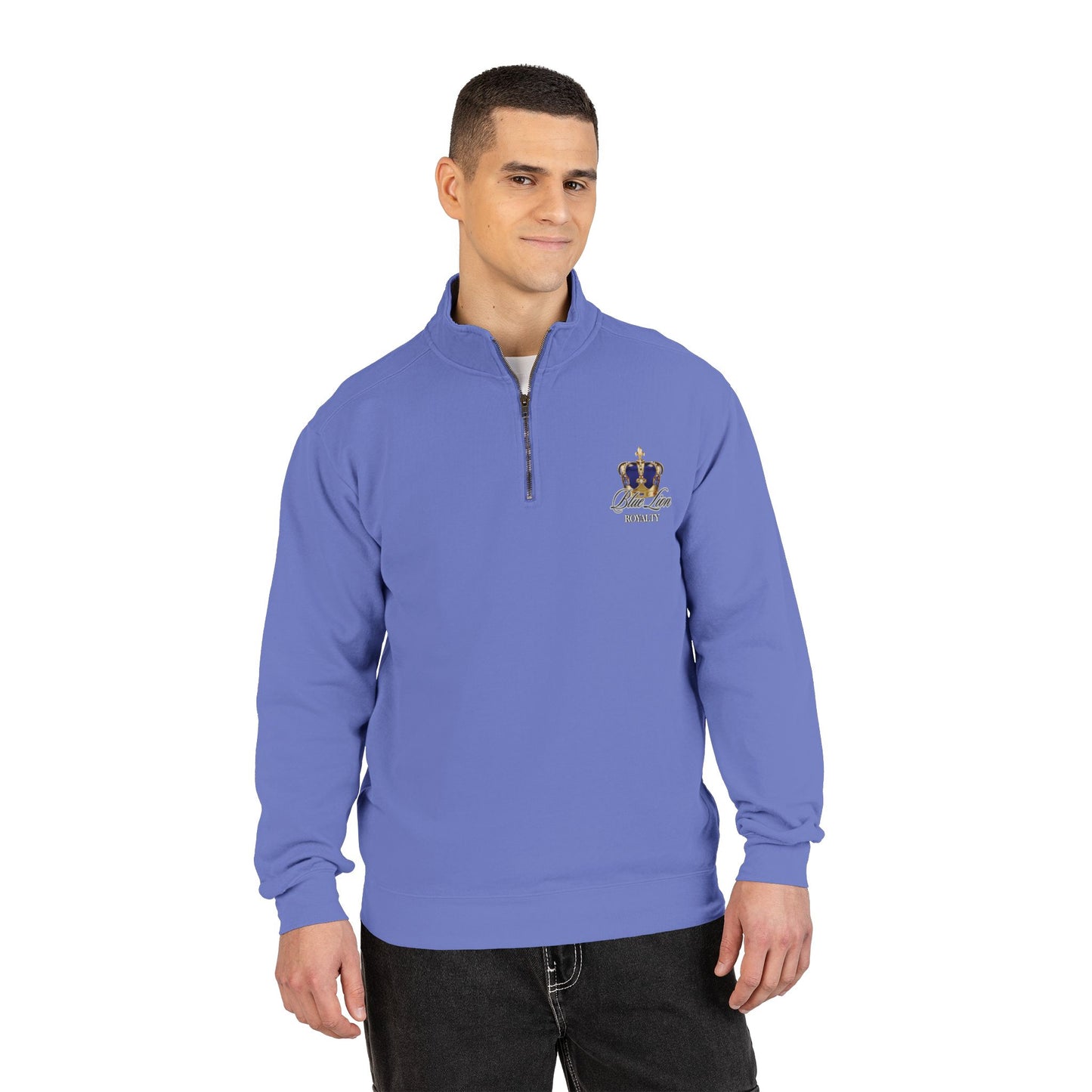 Quarter-Zip Sweatshirt — Minimal 'BDR' Chest Logo, Athletic Casual Pullover