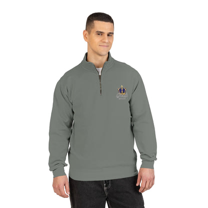 Quarter-Zip Sweatshirt — Minimal 'BDR' Chest Logo, Athletic Casual Pullover