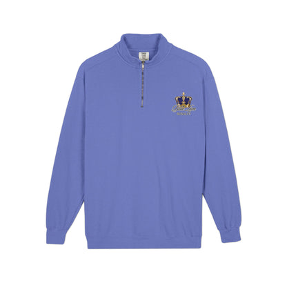 Quarter-Zip Sweatshirt — Minimal 'BDR' Chest Logo, Athletic Casual Pullover